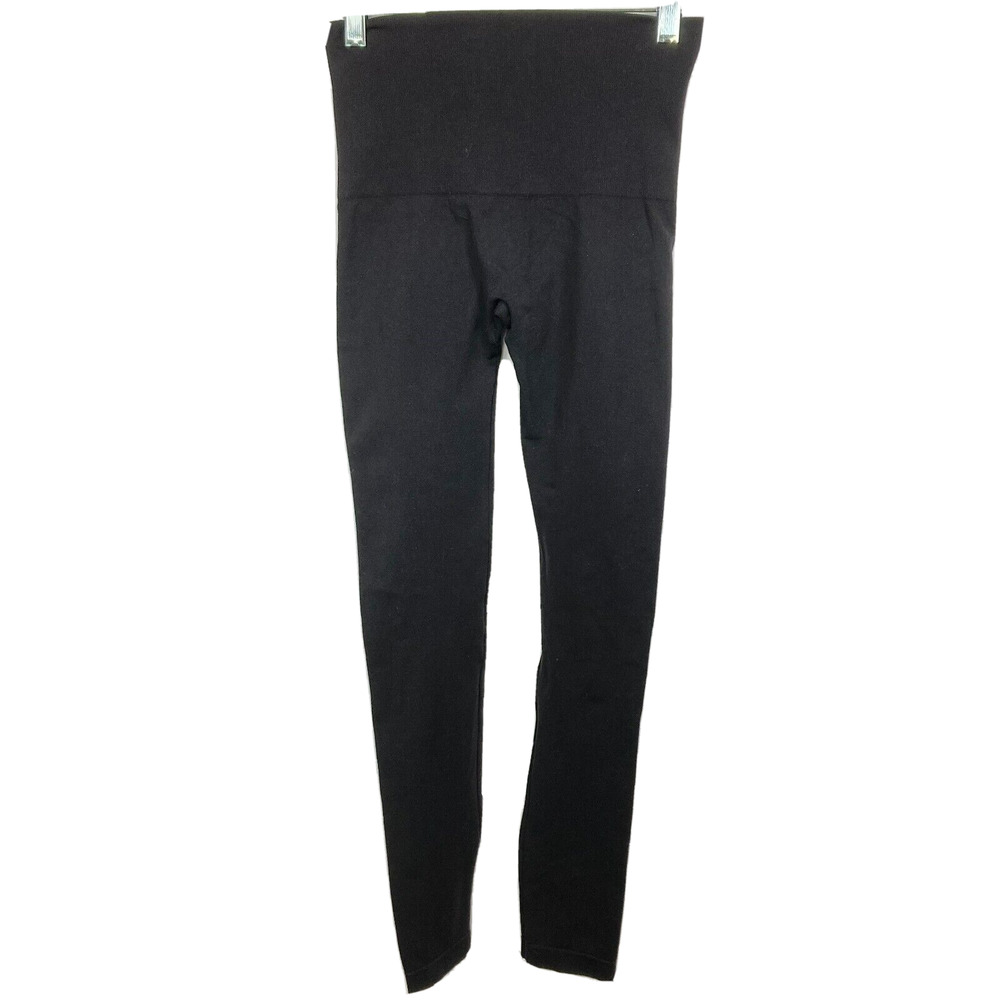 Spanx Leggings Womens Sz M Black Stretch Knit Slimming Pull On Mid Rise